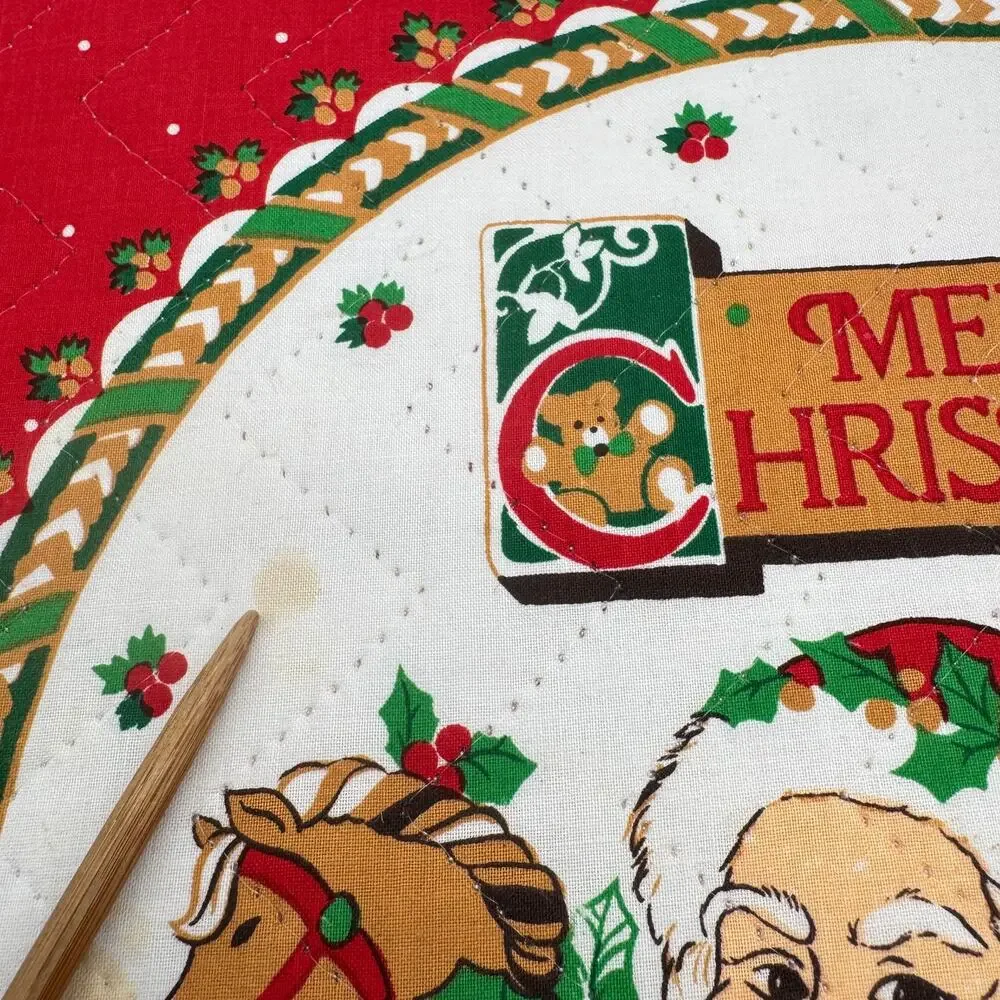 Vintage Franco Christmas Placemats Santa Sleigh Quilted Set of 4